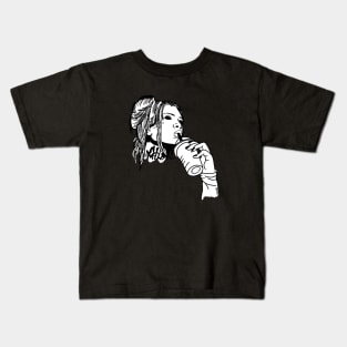 Woman and her coffee Kids T-Shirt